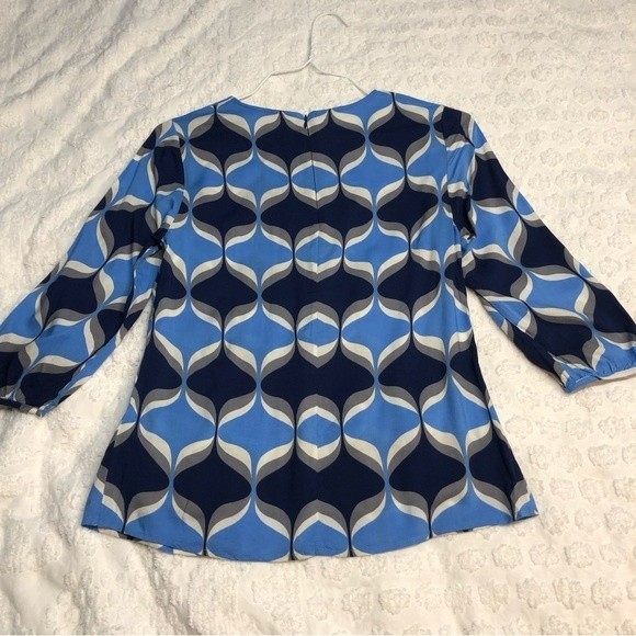 Boden Women’s Blouse Top Shirt Size 6 Blue Geometric print - Picture 8 of 10
